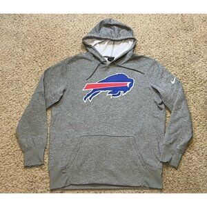 Buffalo Bills Nike Dri Fit Gray Fleece Hoodie Sweatshirt Size Large L EUC